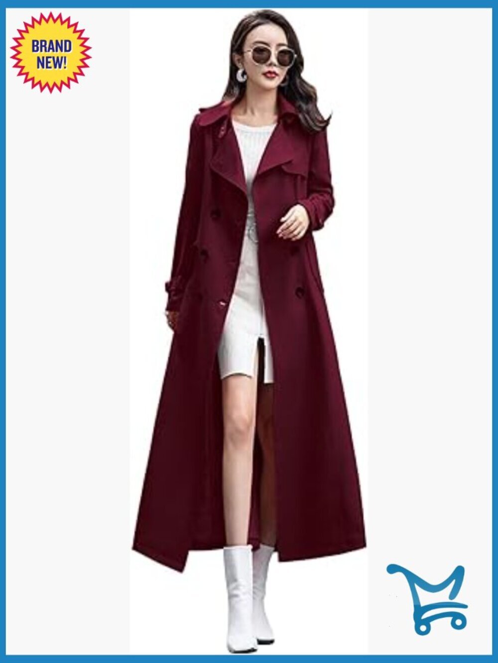 Double Breasted Duster Trench Coat Maxi Long Overcoat with Belt